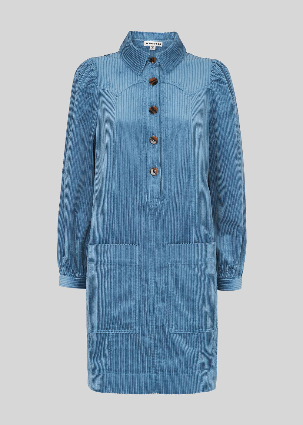 Chunky Cord Western Dress Pale Blue