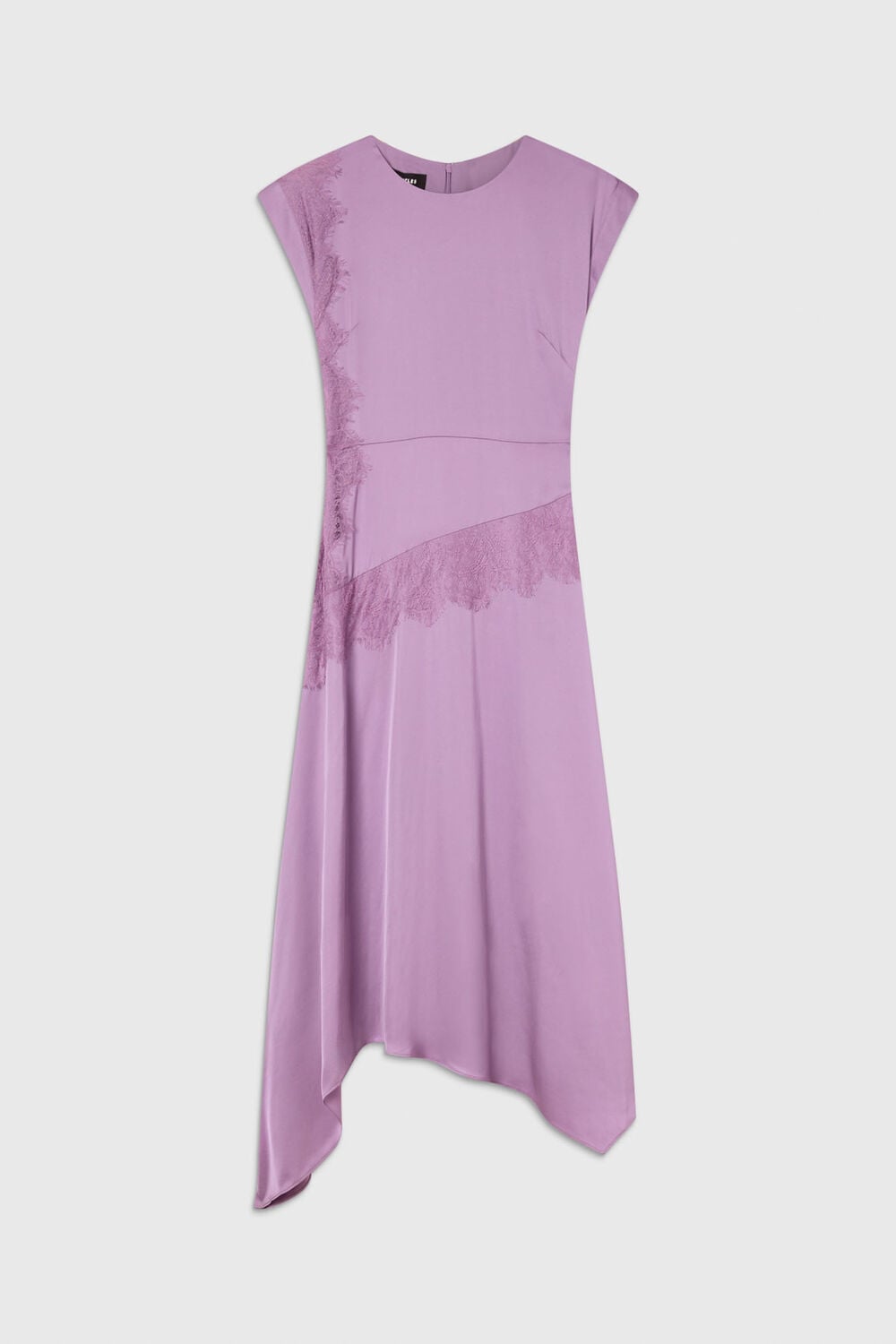Lace Insert Asymmetric Dress