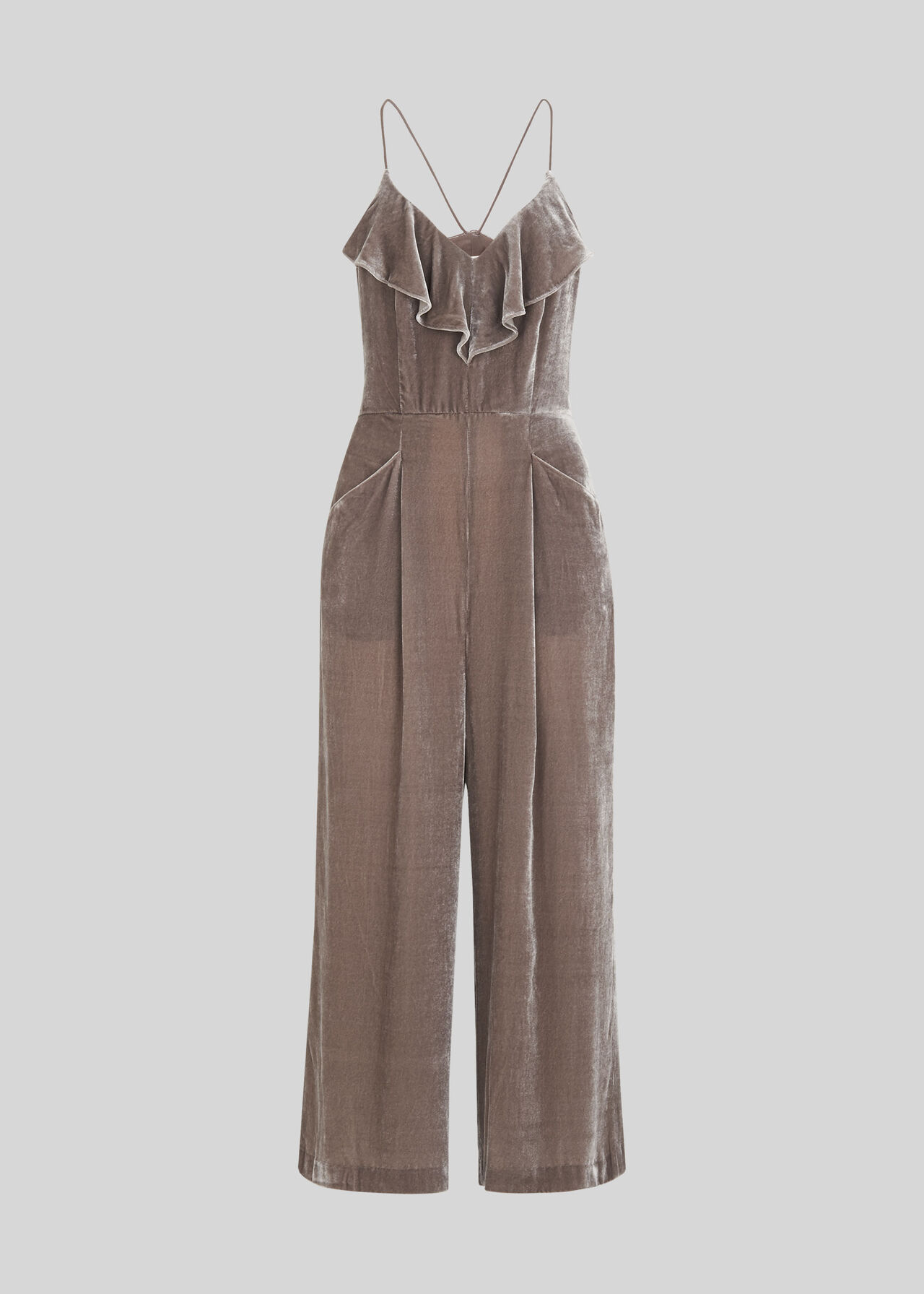 Florence Velvet Jumpsuit, Silver | WHISTLES