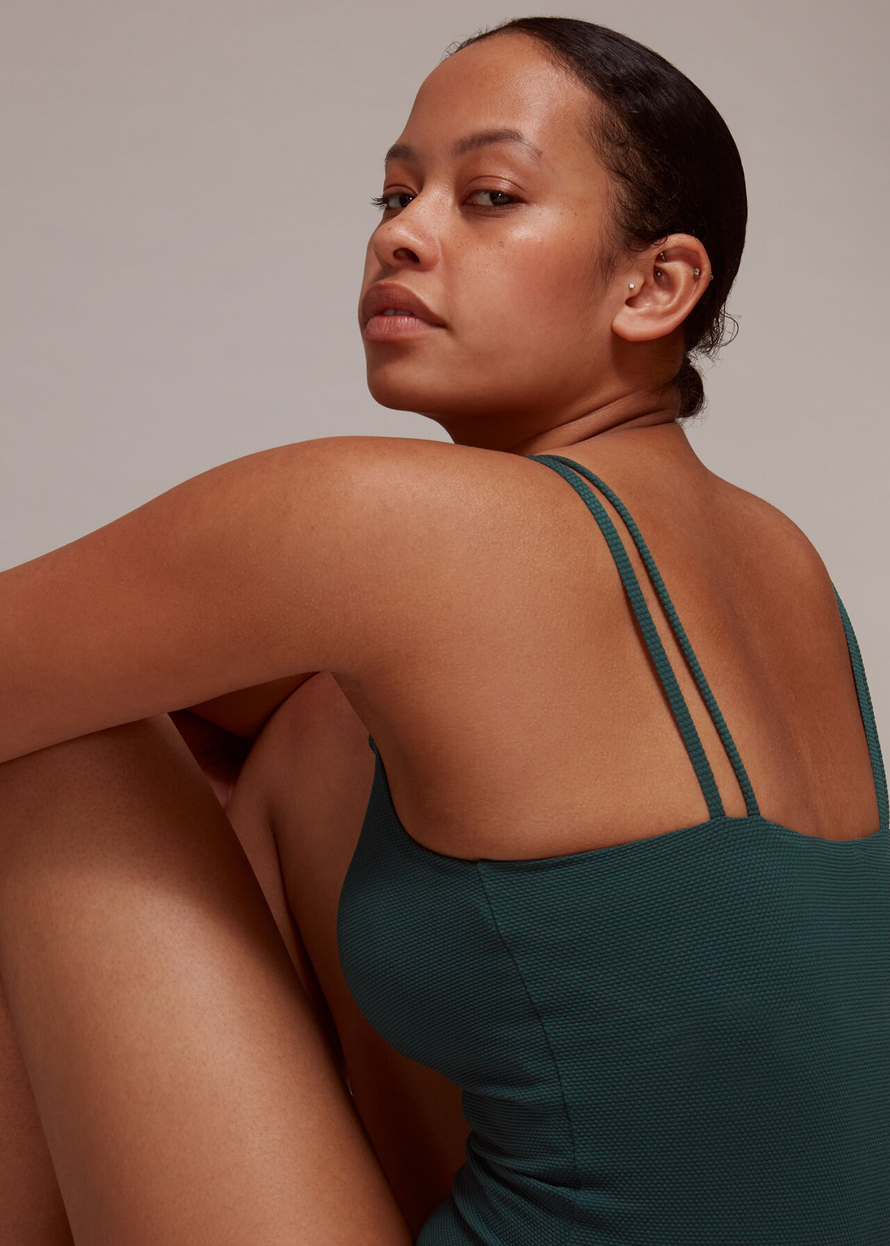 Double Strap Textured Swimsuit