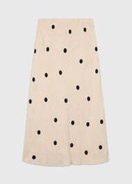 Jacquard Spot Satin Midi Skirt