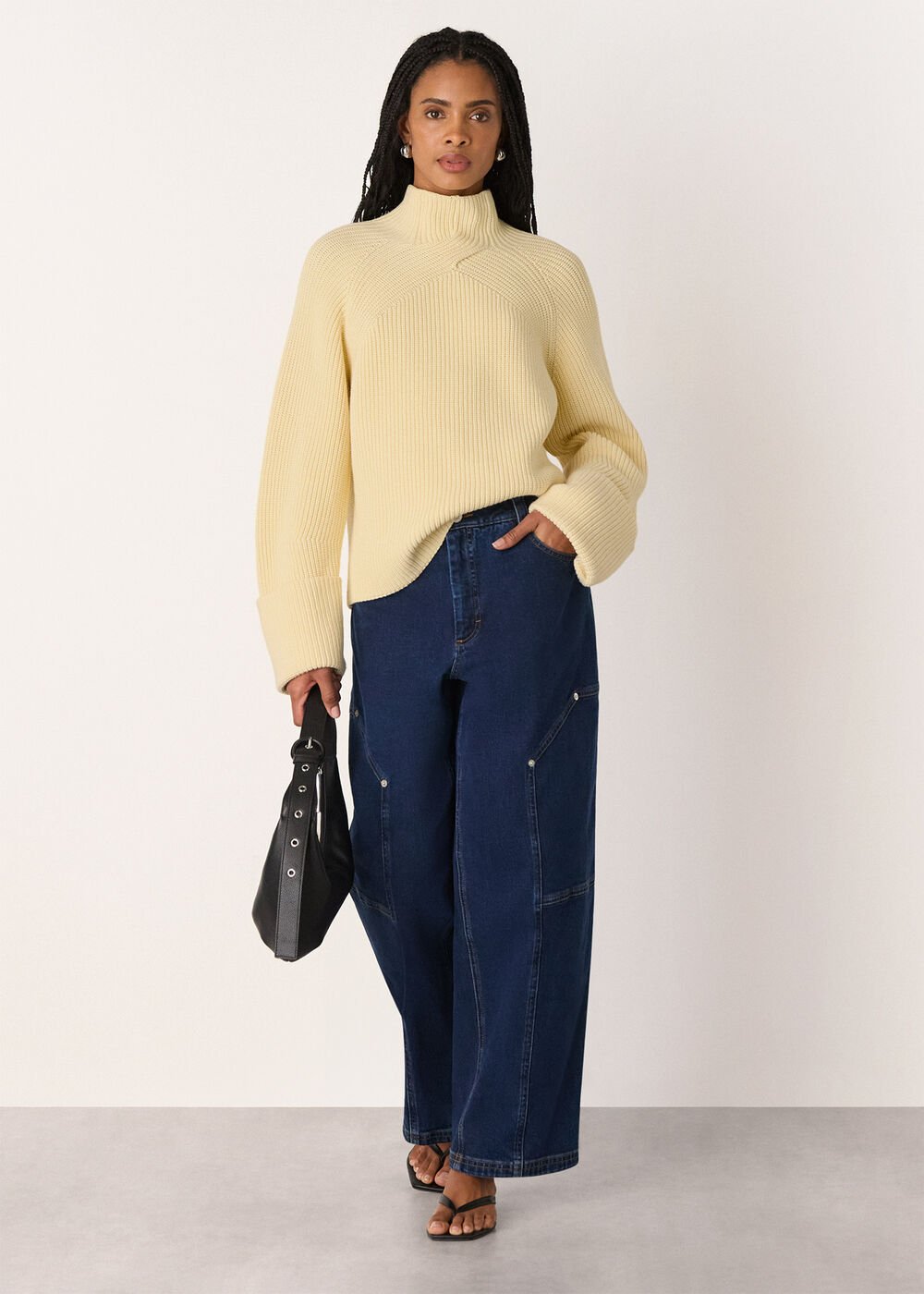 Rib Cable High Neck Jumper