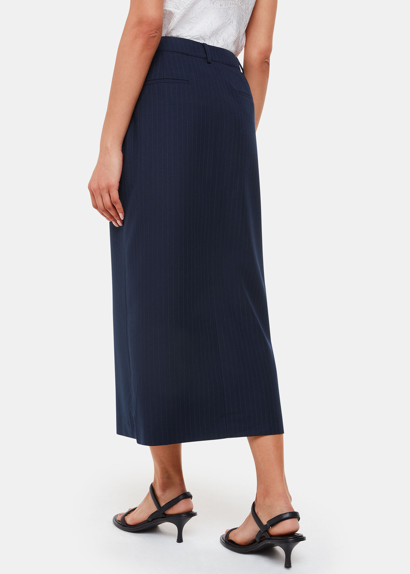 Whistles navy pleated skirt top