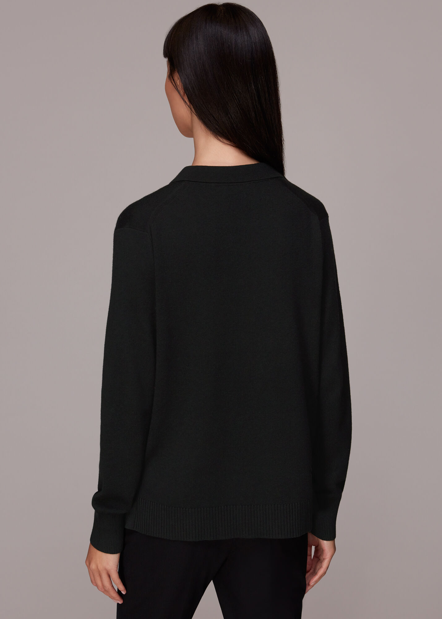 Black Knitted Polo Shirt WHISTLES