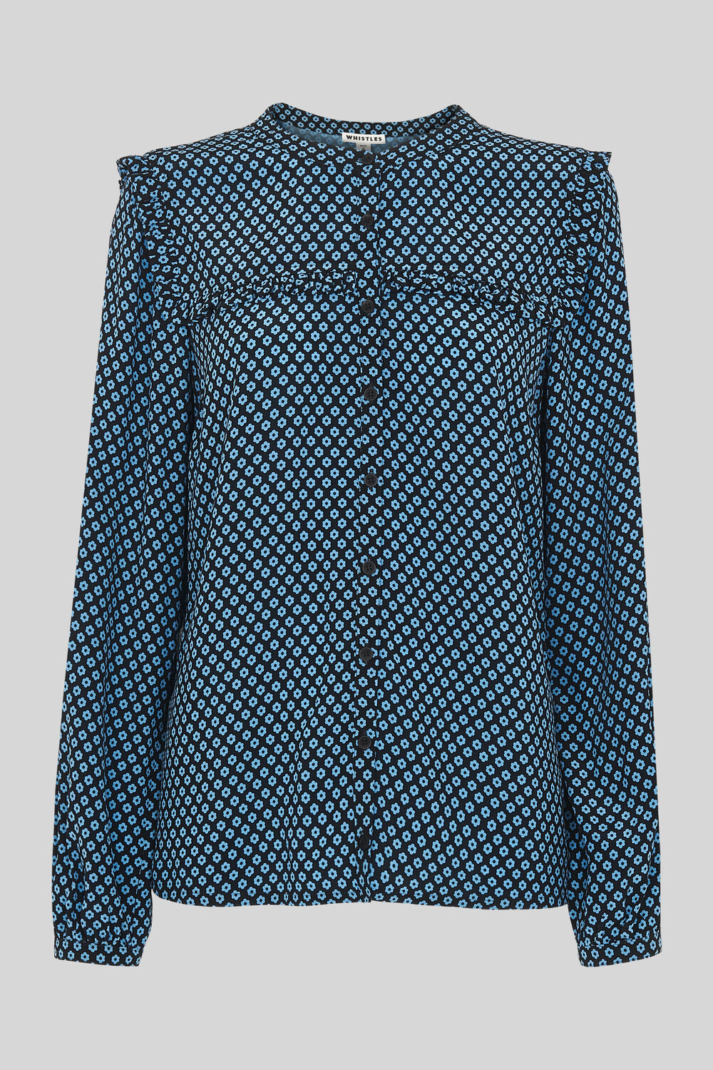 Daisy Print Frill Blouse Blue/Multi