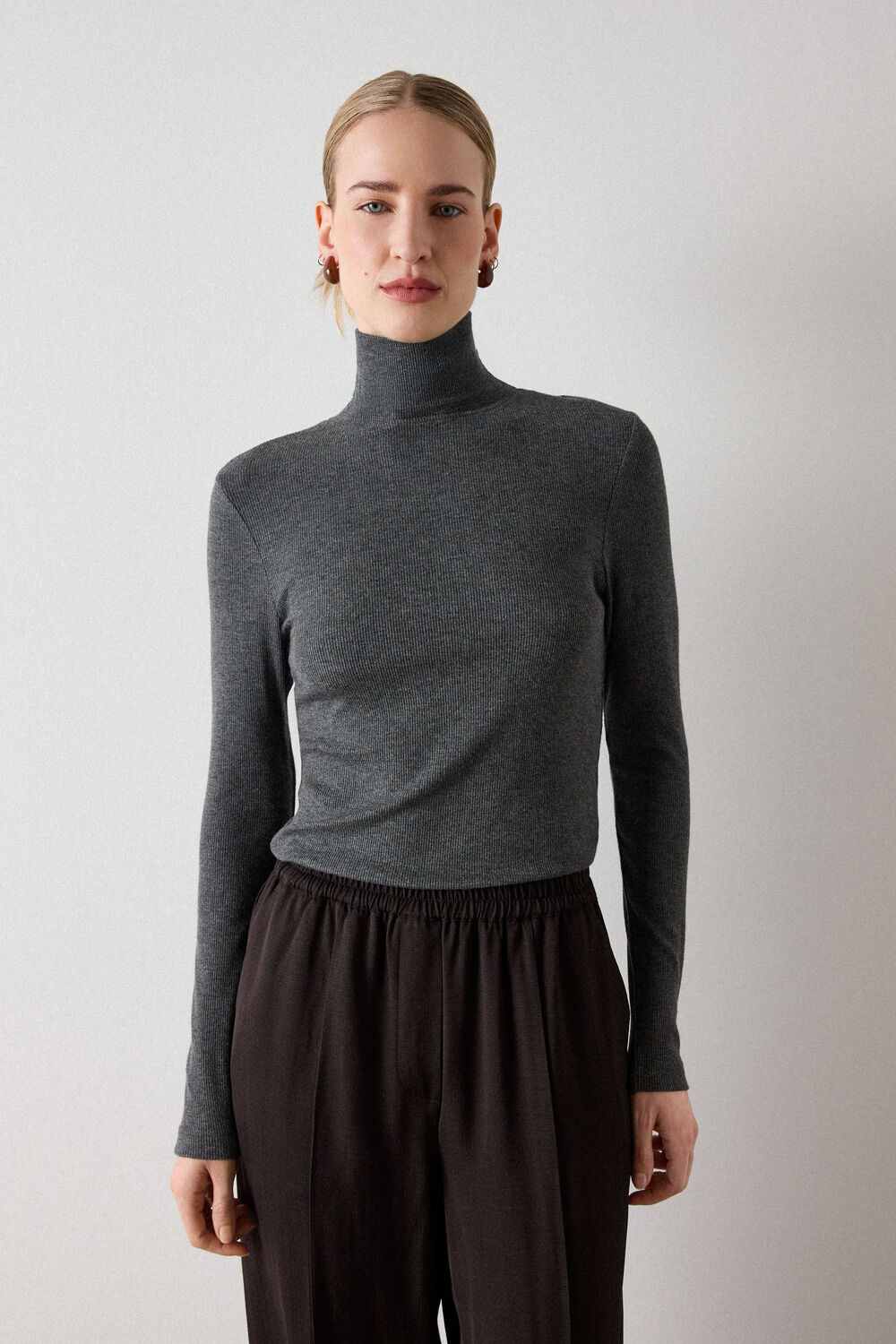 Dark Grey Essential Ribbed Polo
