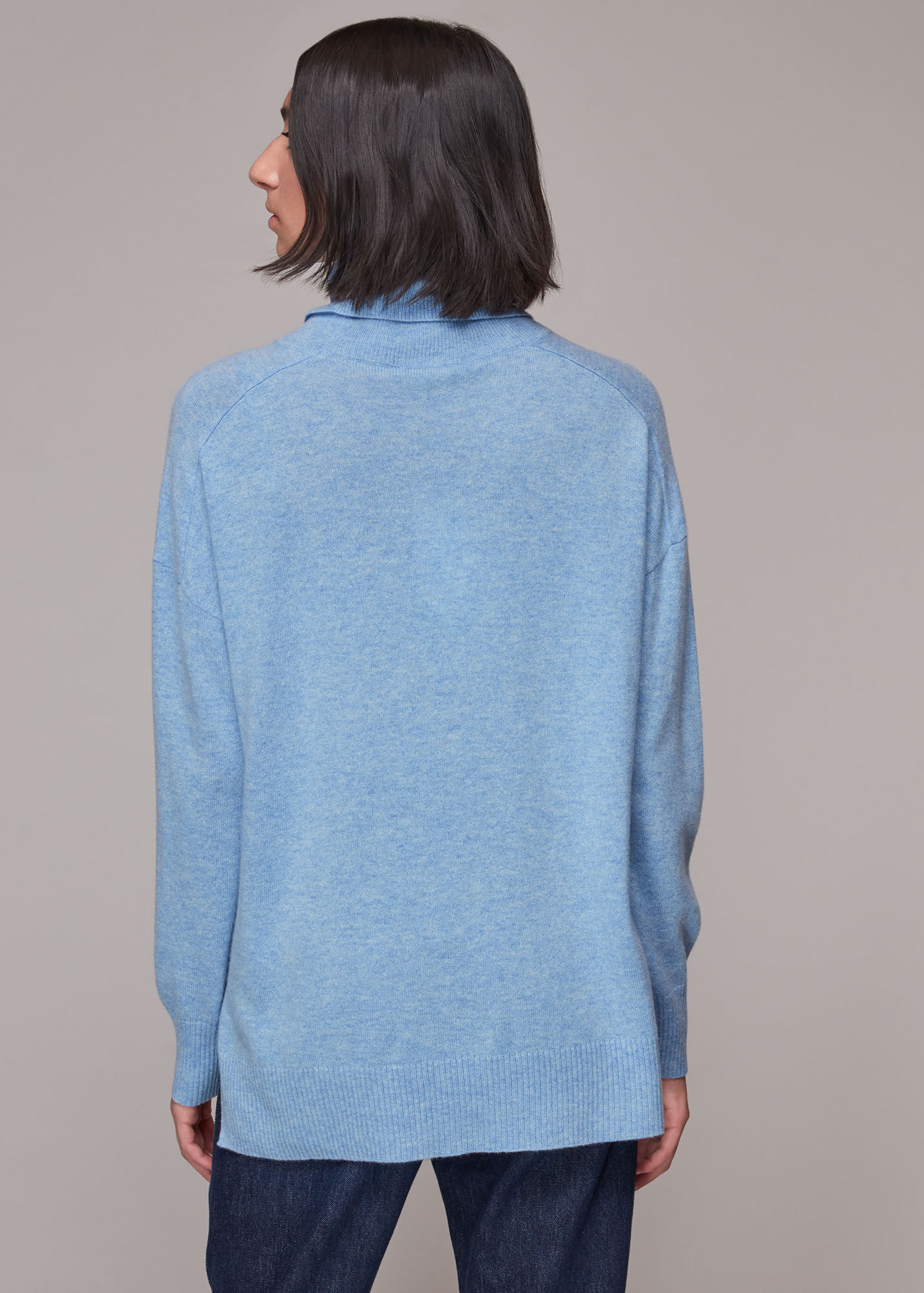 Pale Blue Cashmere Roll Neck Jumper WHISTLES