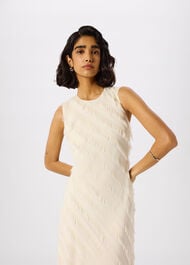 Diagonal Fringe Textured Dress