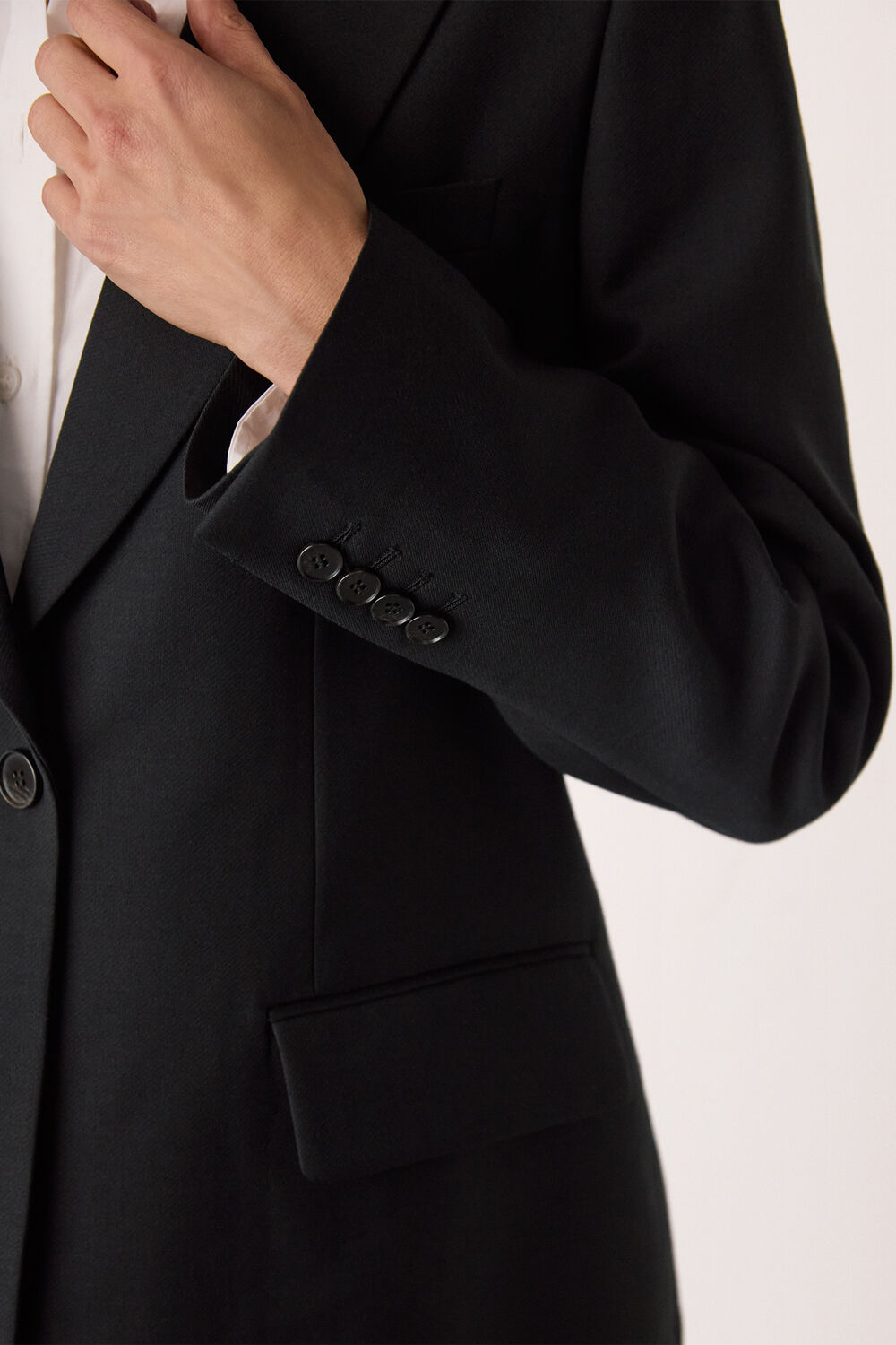 Black Single Breasted Wool Blazer