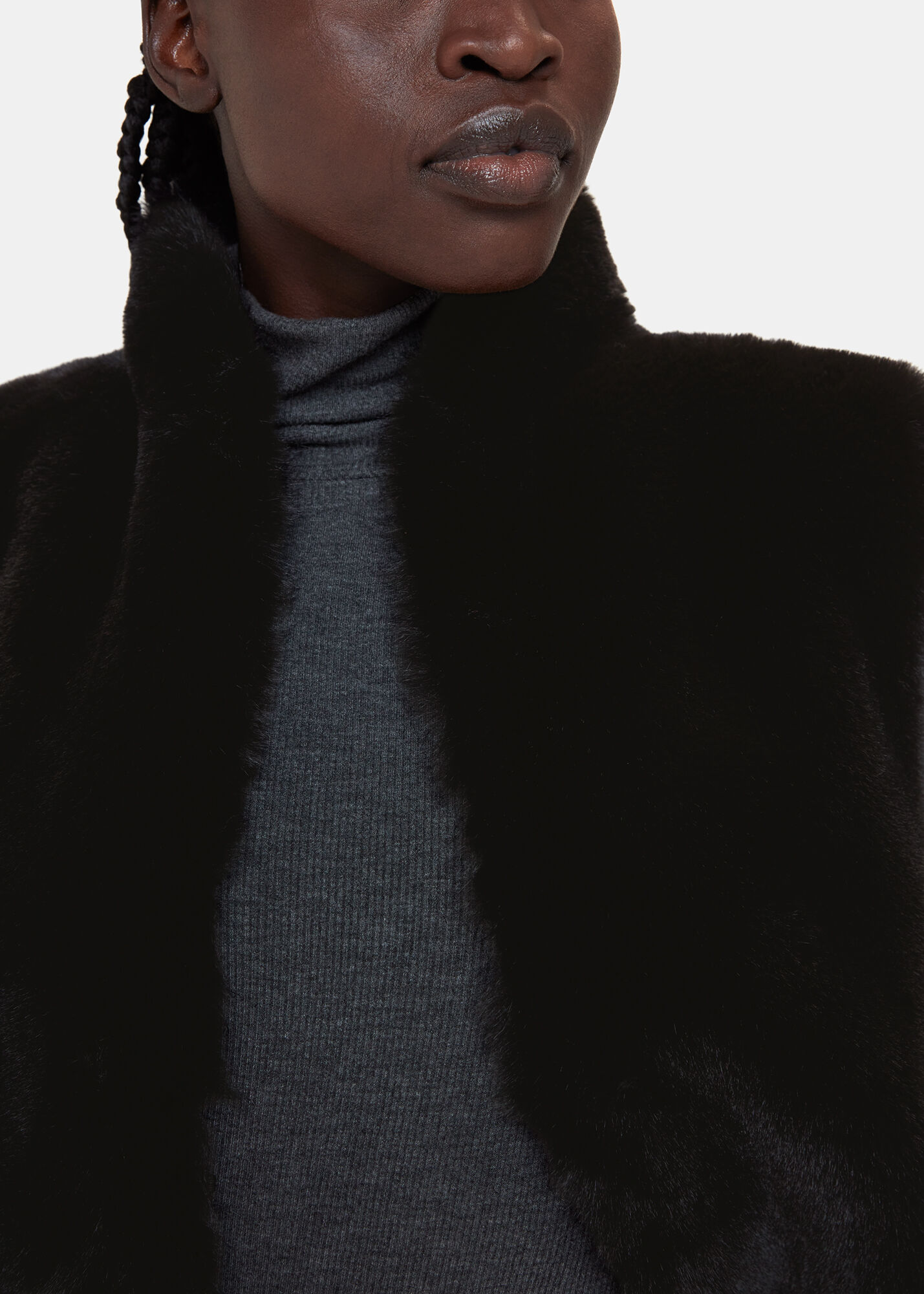 Black Faux Fur Gilet WHISTLES