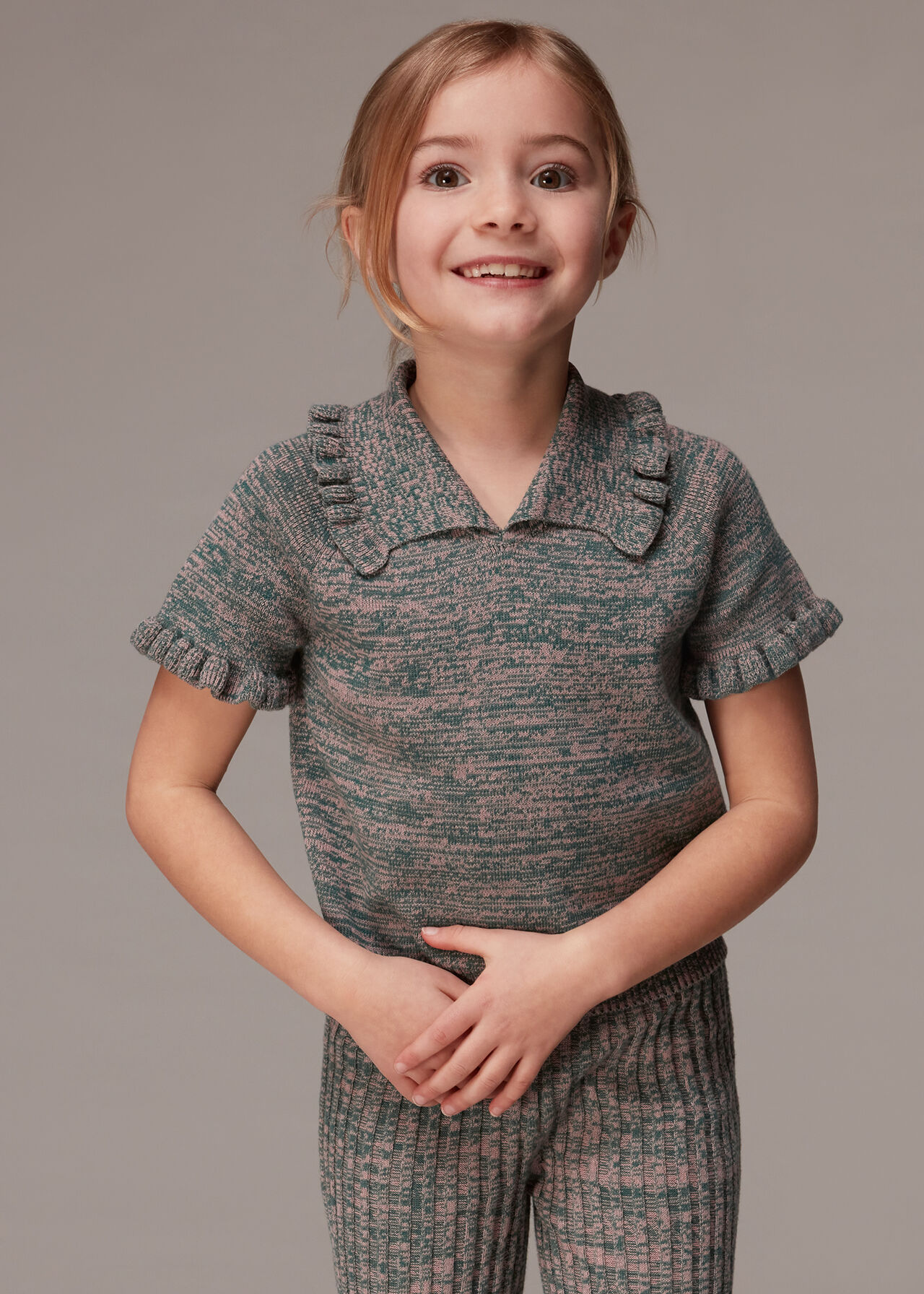 Frill Collar Marl Knit