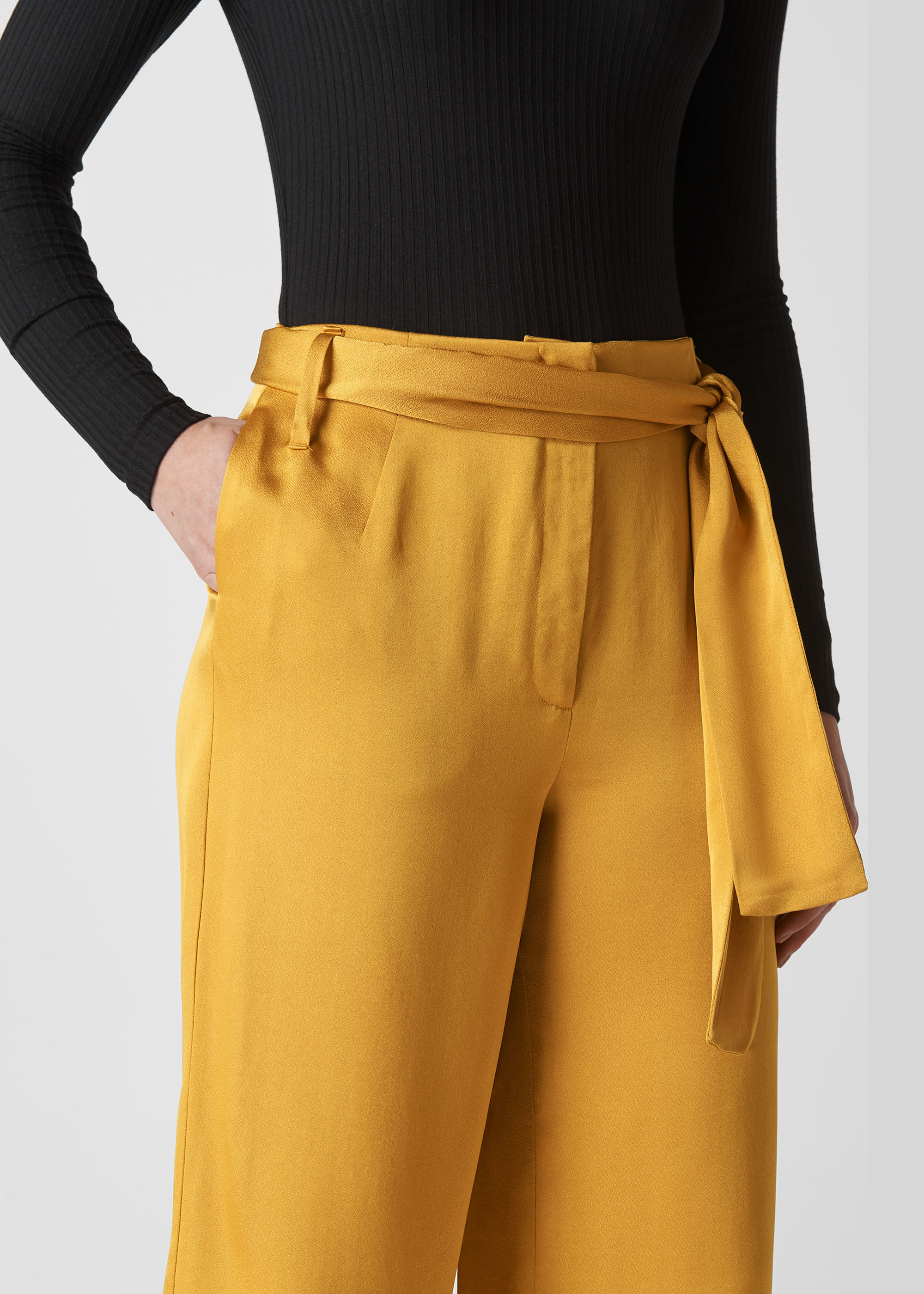 Gold Belted Wide Leg Trouser | WHISTLES | Whistles UK |