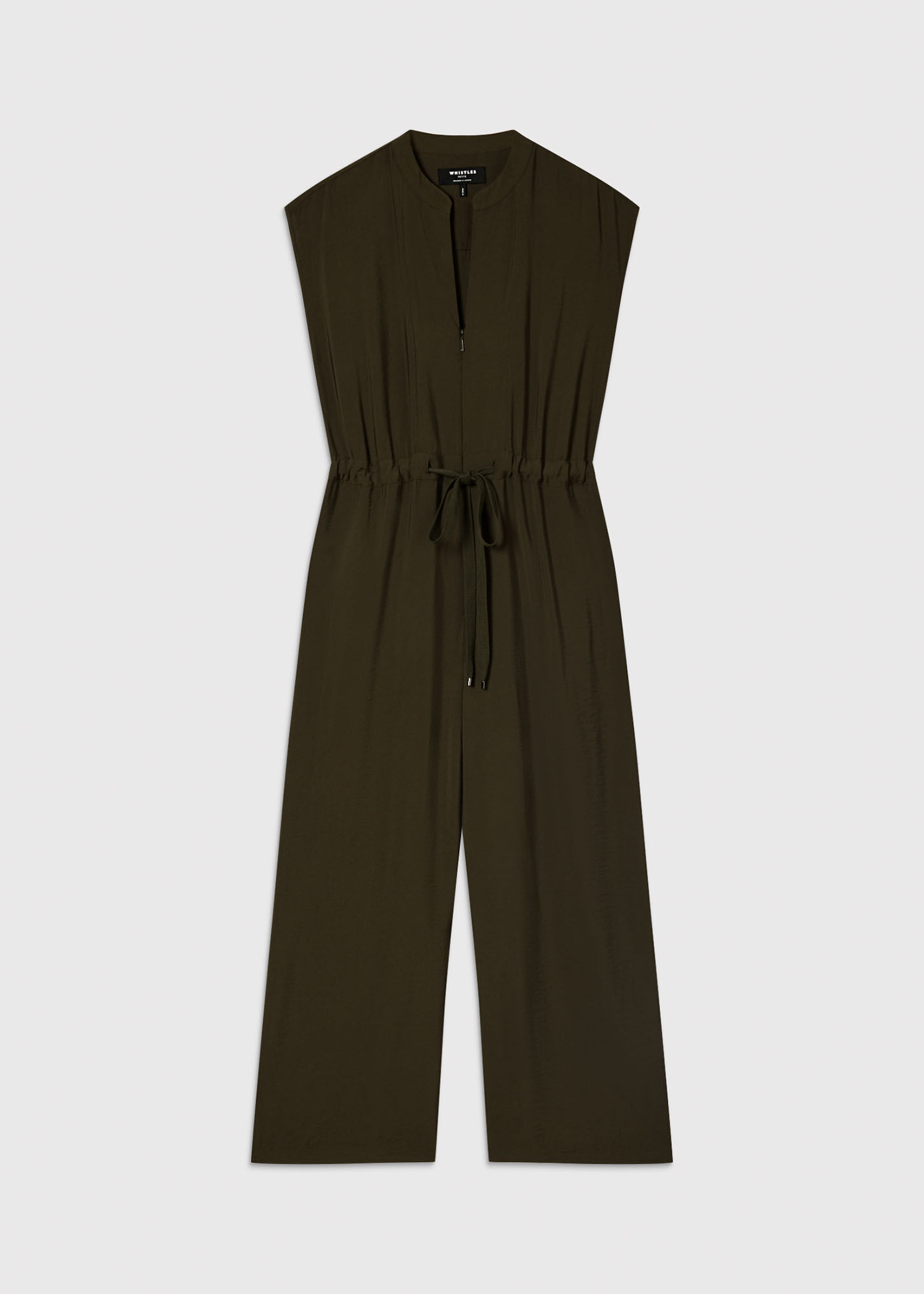 Khaki Sleeveless Drawstring Jumpsuit | WHISTLES | Whistles US |