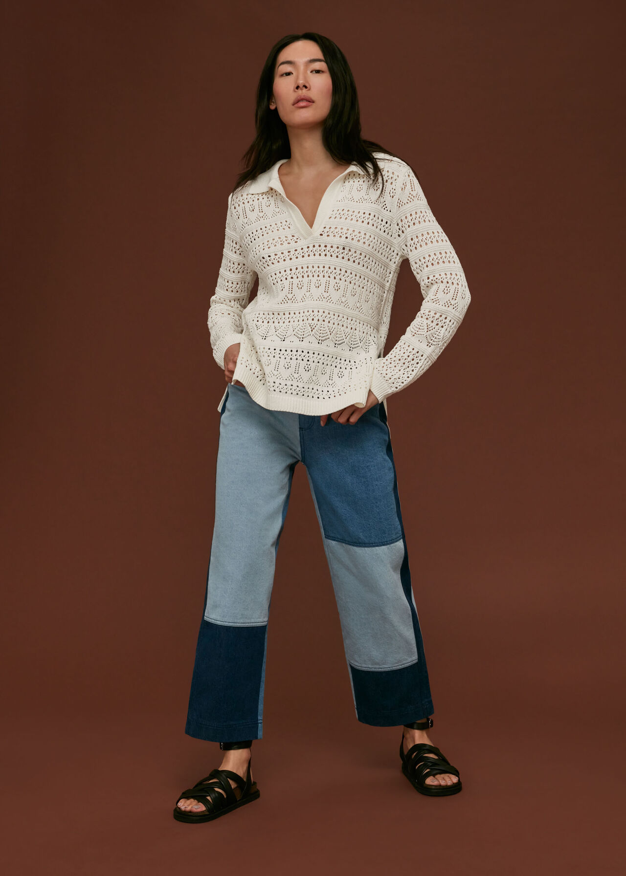 Crochet Collar Detail Top