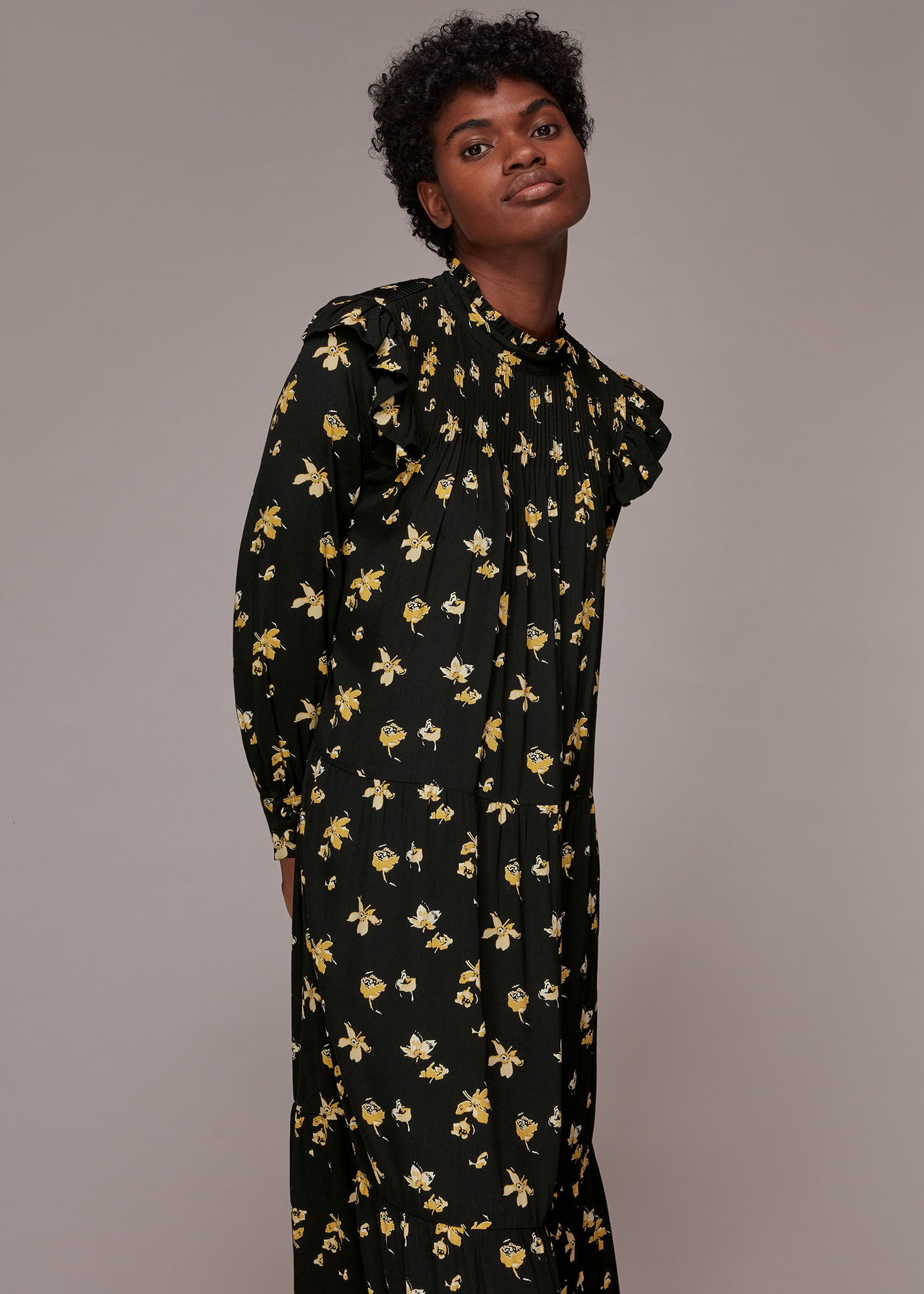 Fall floral midi best sale dress