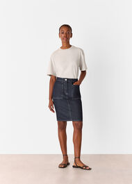 Contrast Stitch Midi Skirt