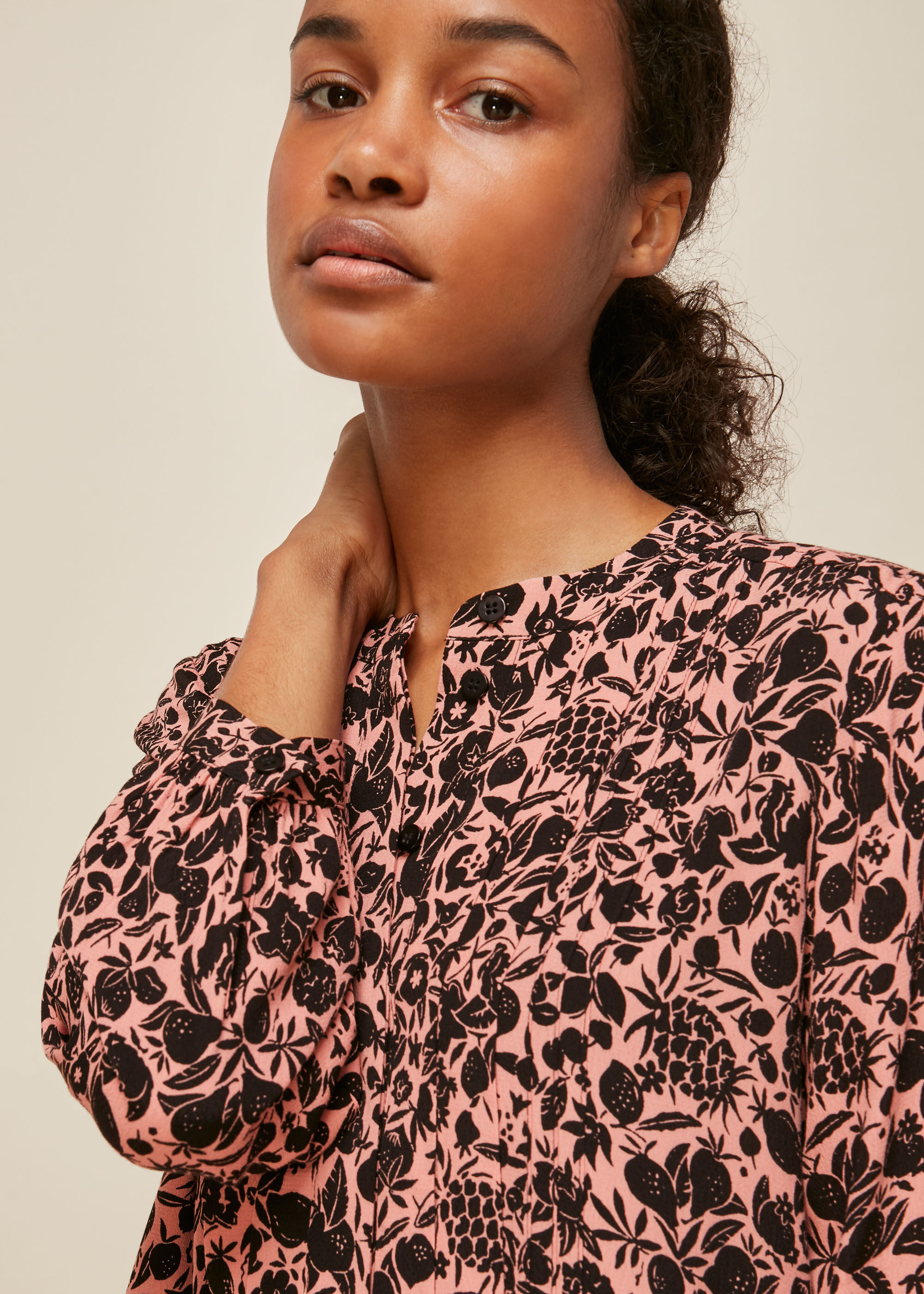 Pink/Multi Tropical Fruit Print Dress 