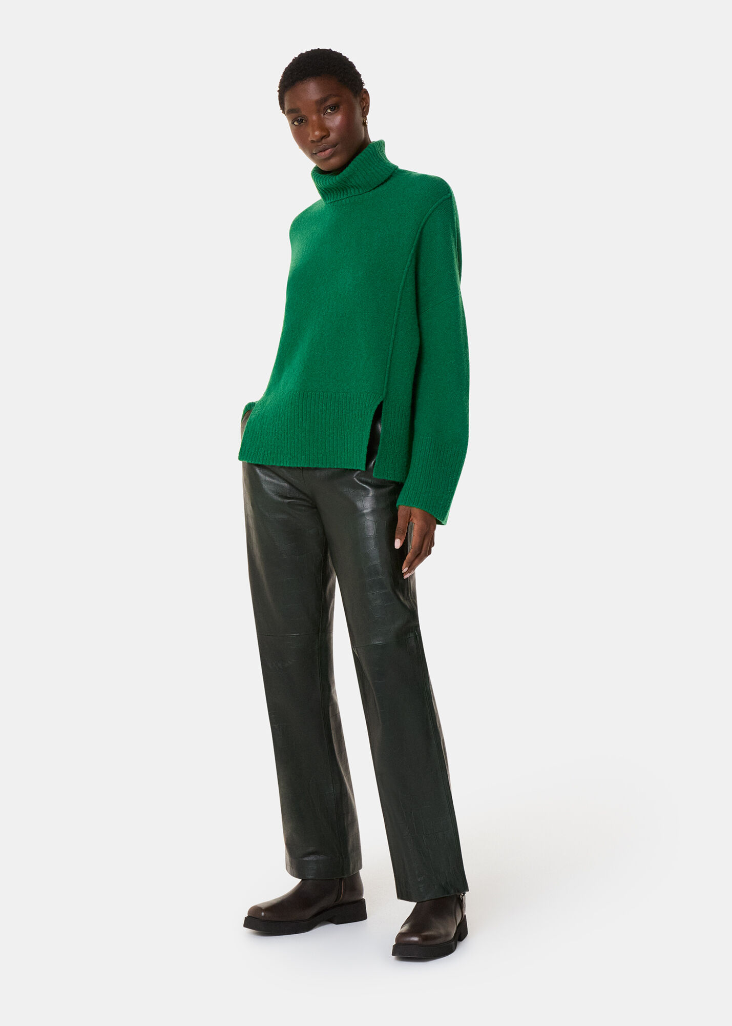 上品スタイル Turtleneck Mix Wool Green Women's Sweater | US Whistles | トップス