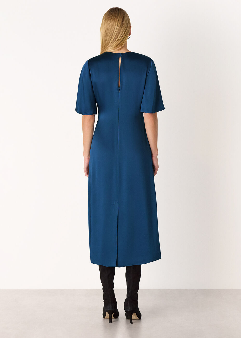 Satin Twist Waist Midi Dress