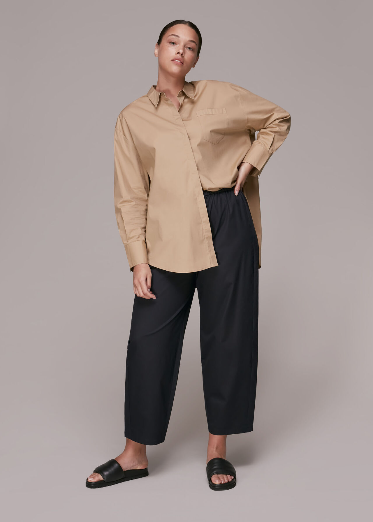 Poplin Barrel Leg Trouser