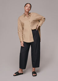 Poplin Barrel Leg Trouser