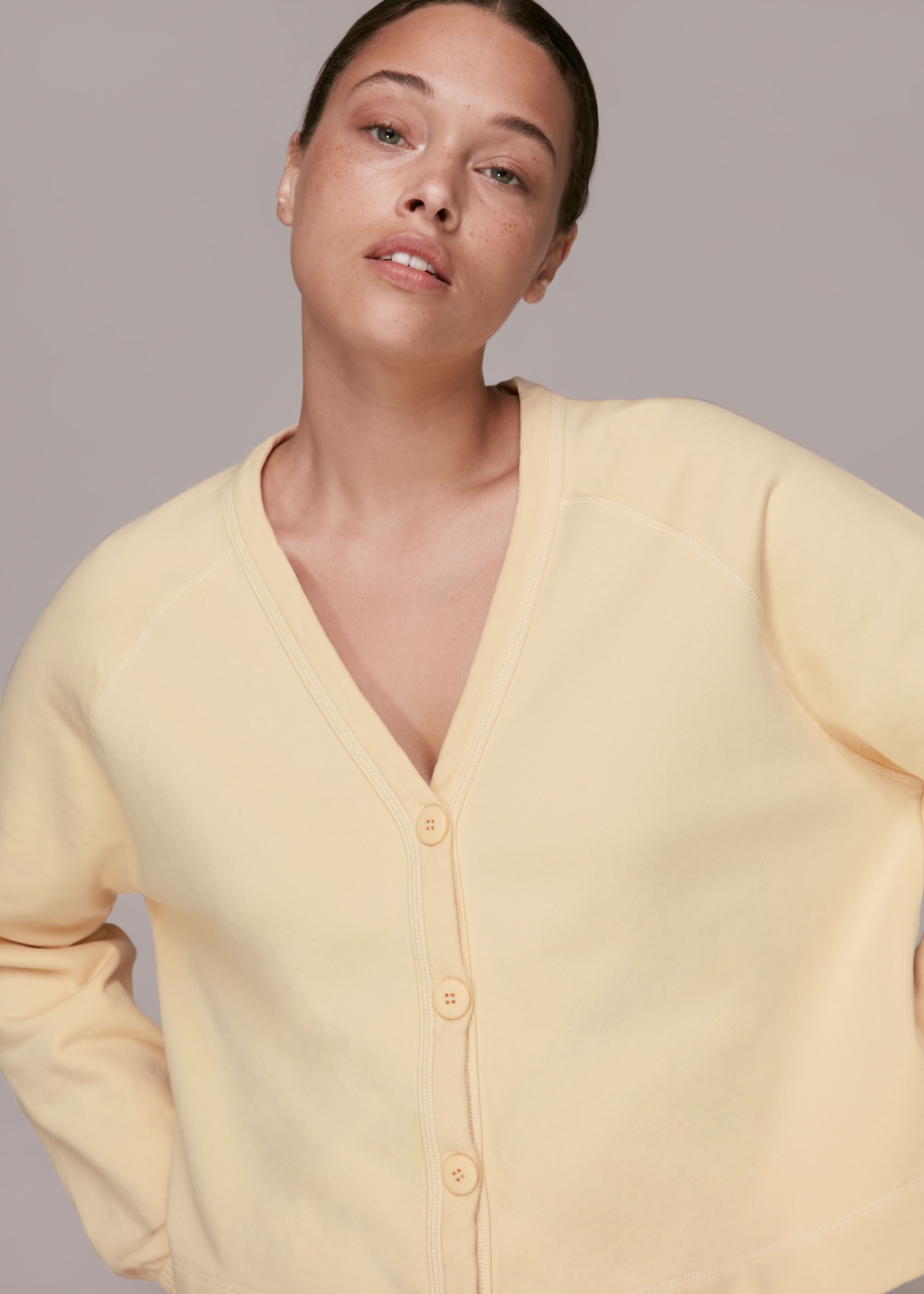 Pale Yellow Sweat Cardigan