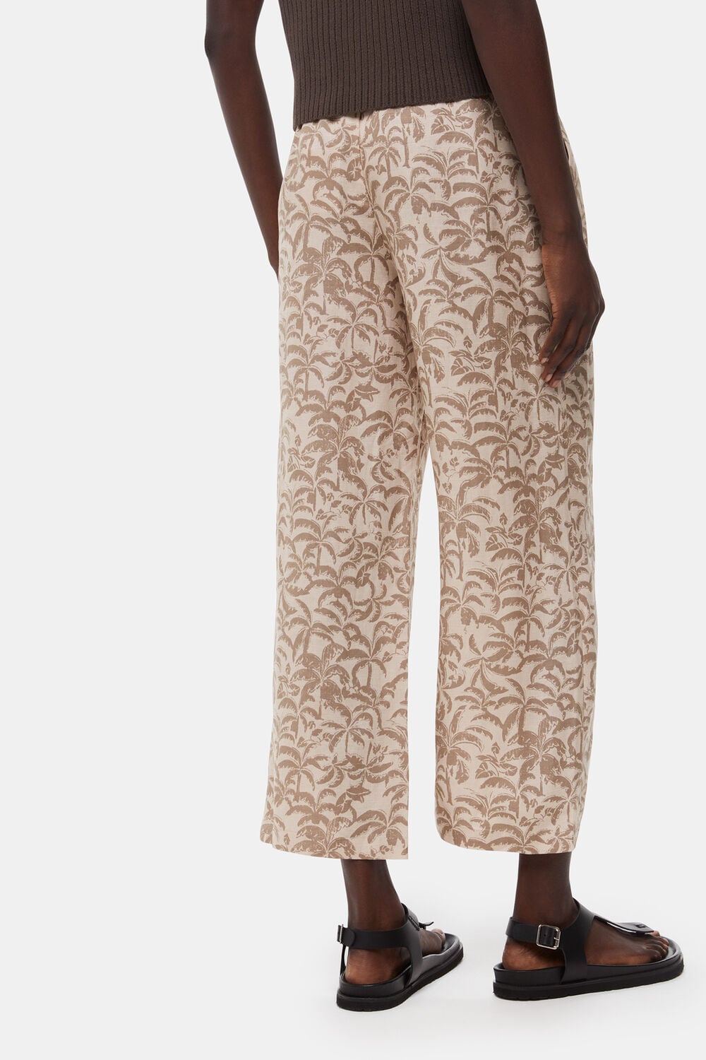 Palm Print Linen Blend Trouser