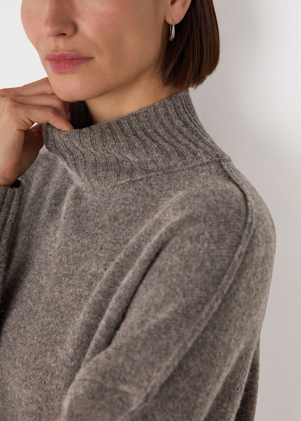 Funnel Neck Wool Mini Dress
