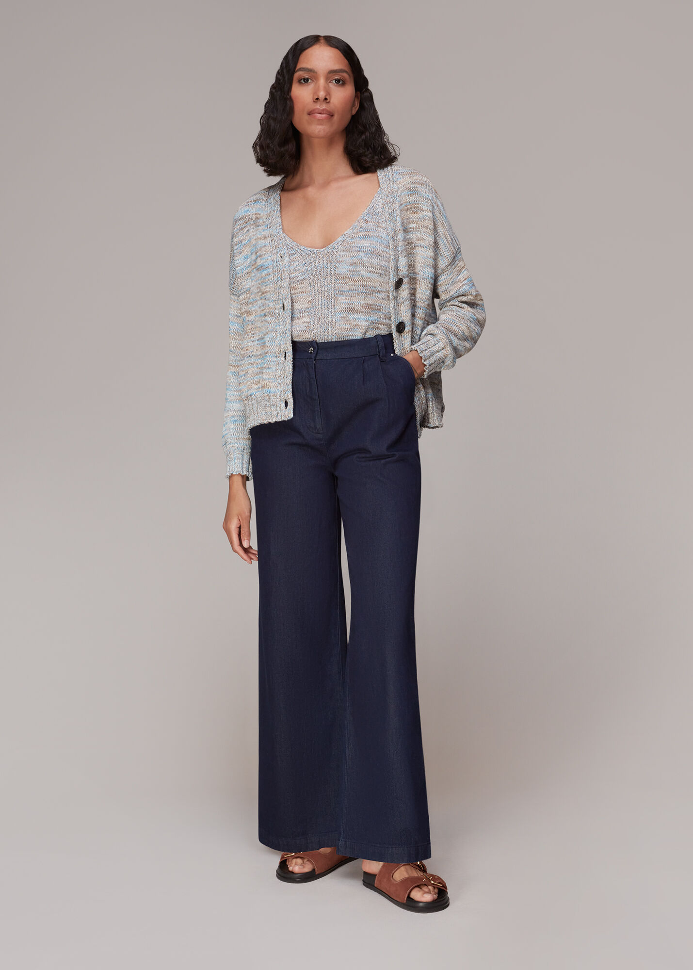 Blue/Multi Dakota Flecked Cardigan WHISTLES