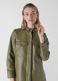 Leather Utility Shirt Khaki