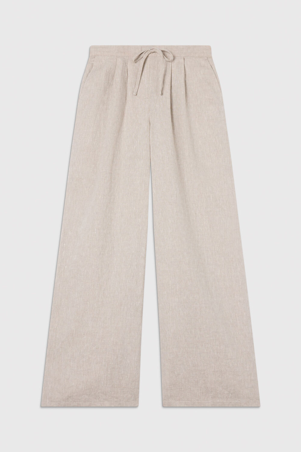 Oatmeal Wide Leg Linen Trouser