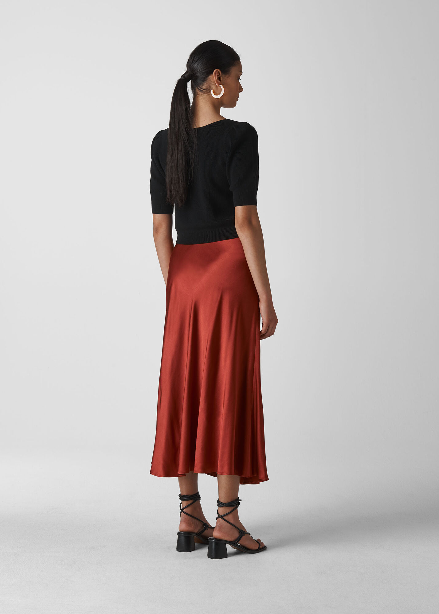 witchery satin bias skirt