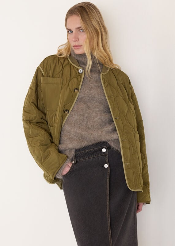 Khaki Reversible Quilted Coat