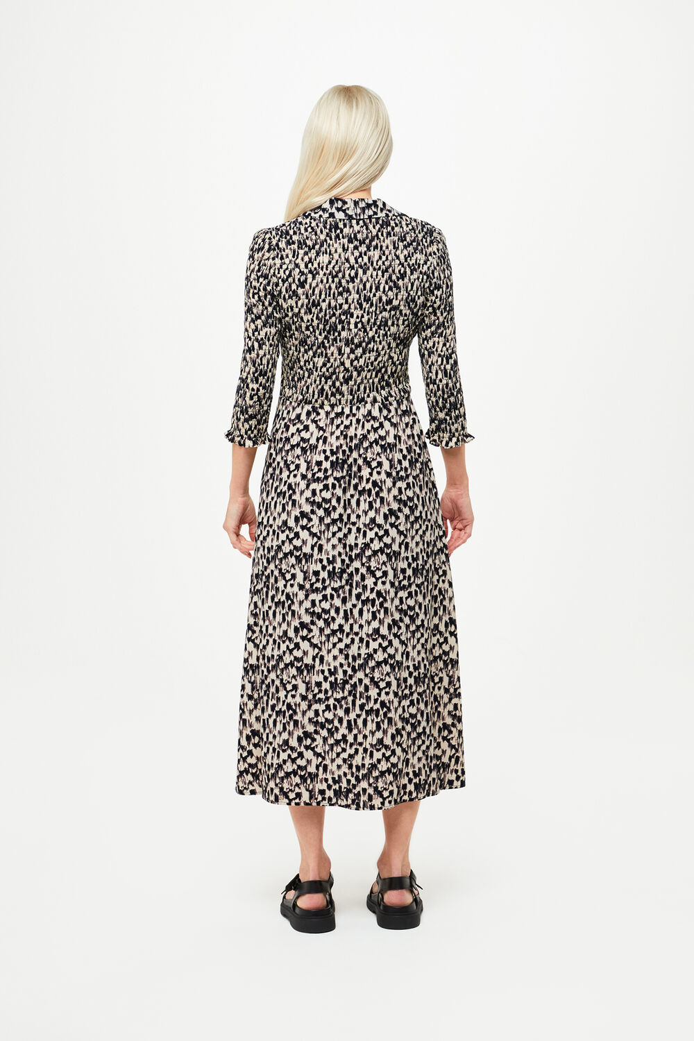 Petite Speeding Squares Shirred Dress