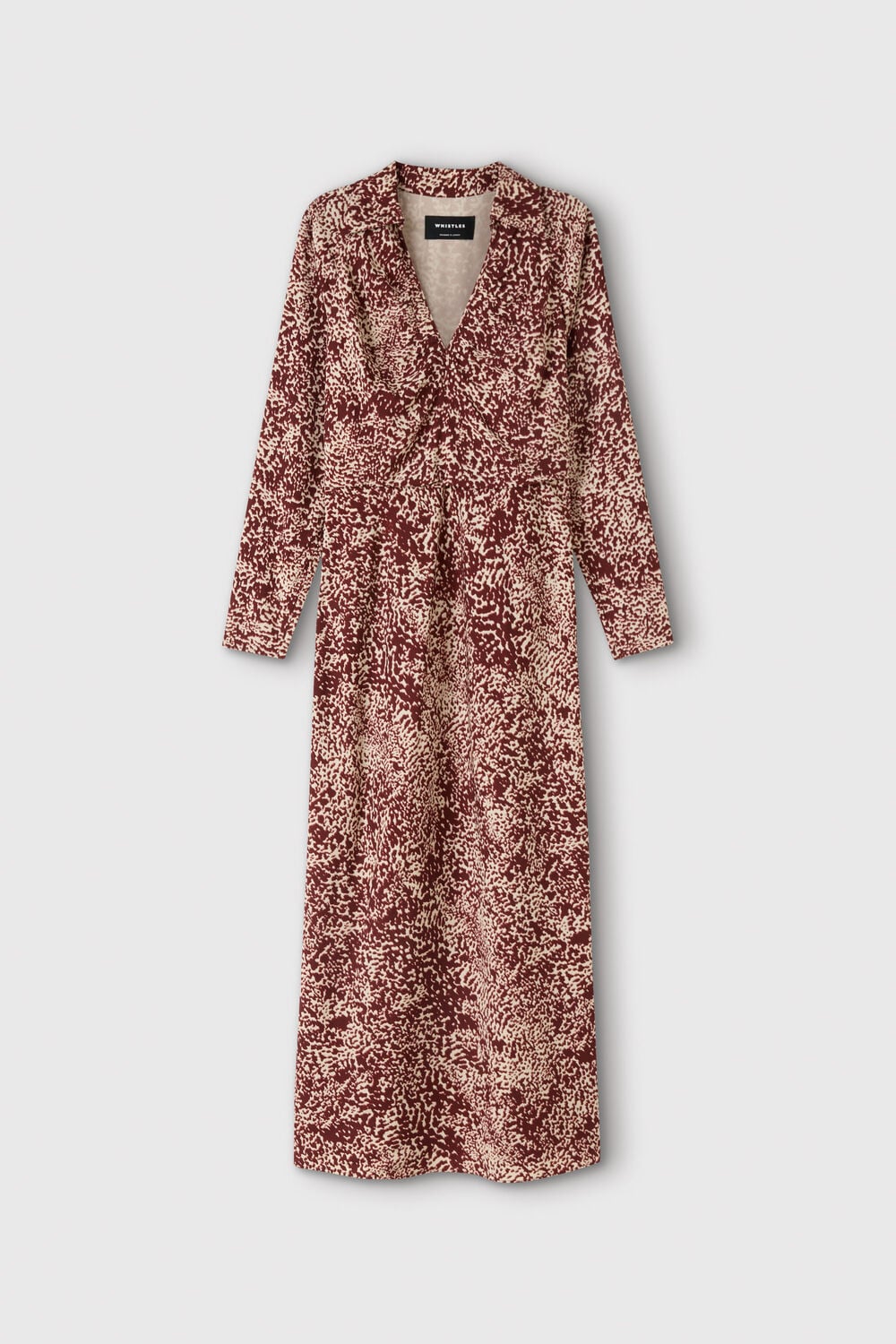 Burgundy Feathered Animal Shirt Dress