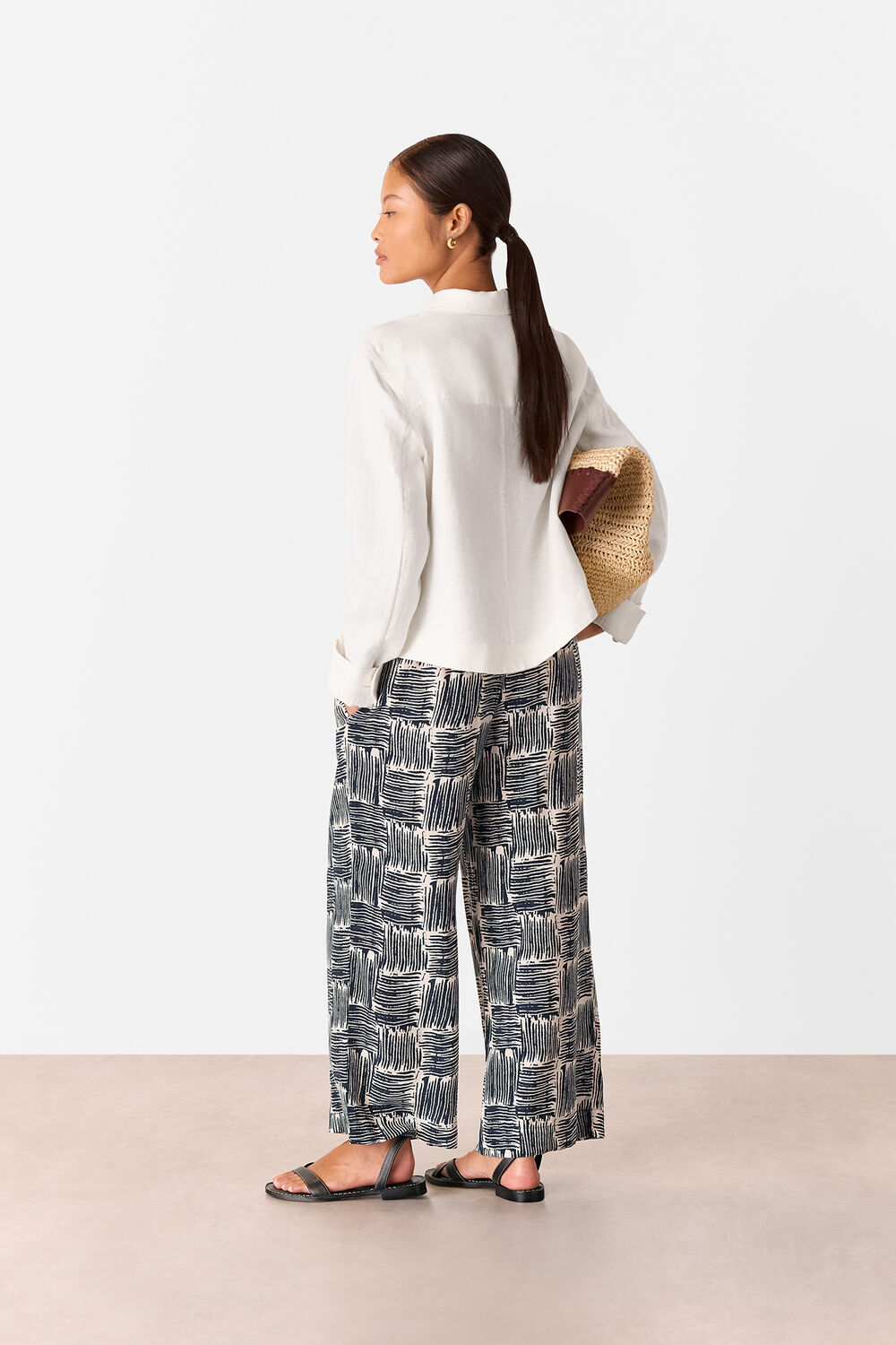 Petite Hatch Squares Cropped Trouser