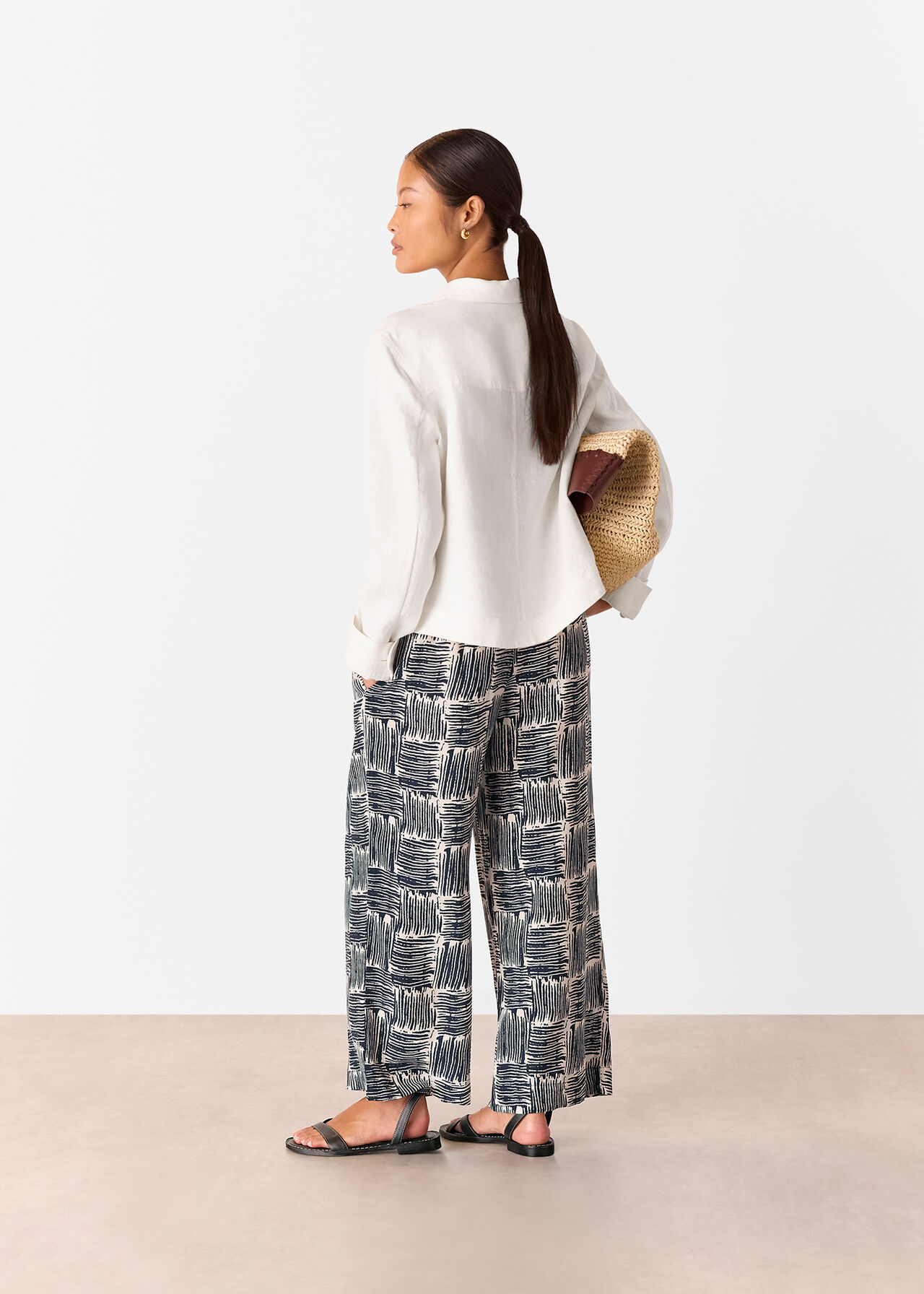 Petite Hatch Squares Cropped Trouser