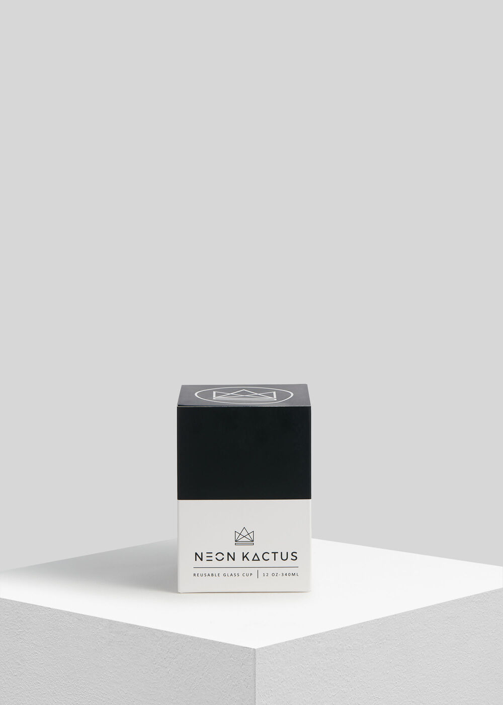 Neon Kactus Reusable Glass Cup Black