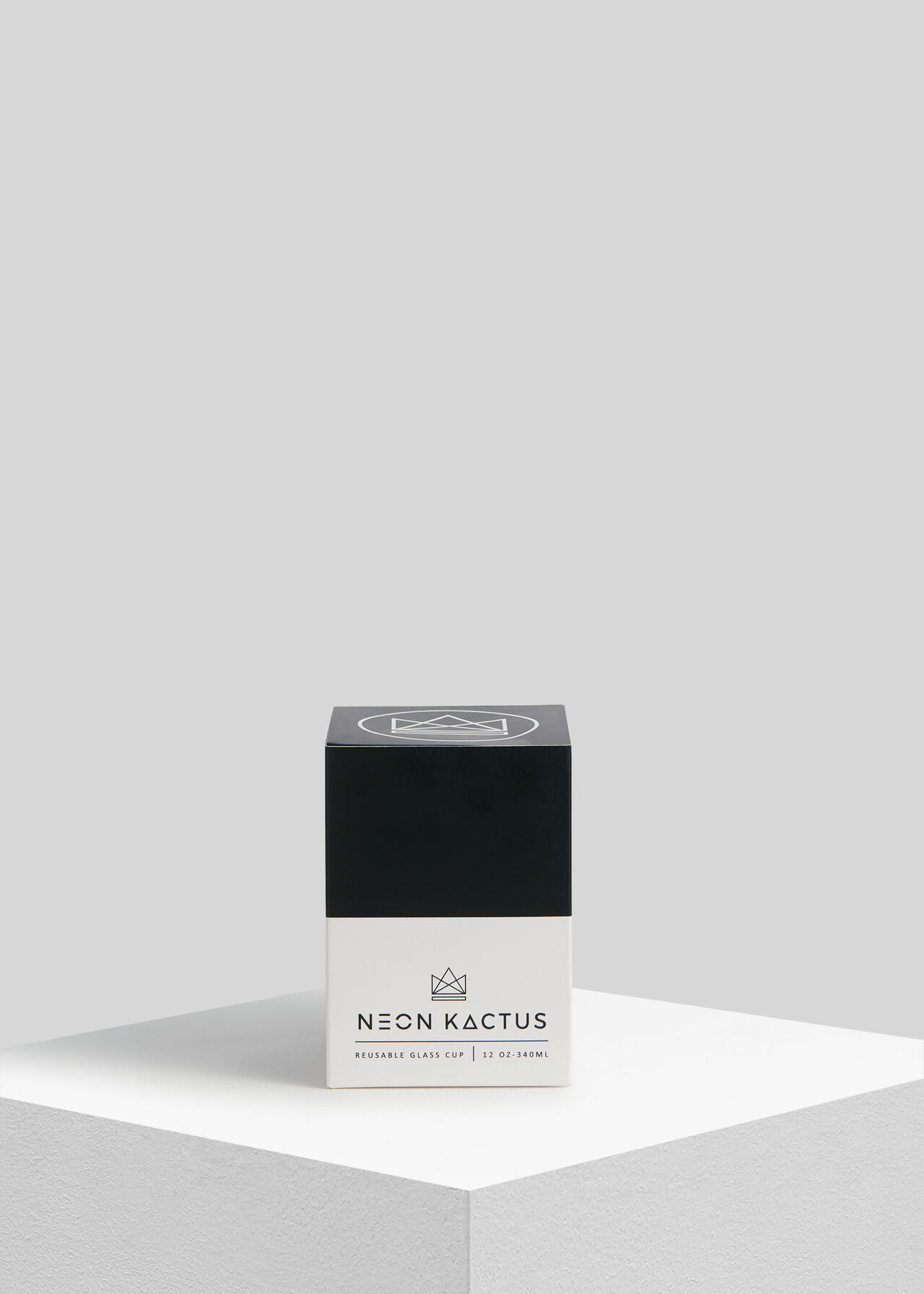 Neon Kactus Reusable Glass Cup Black