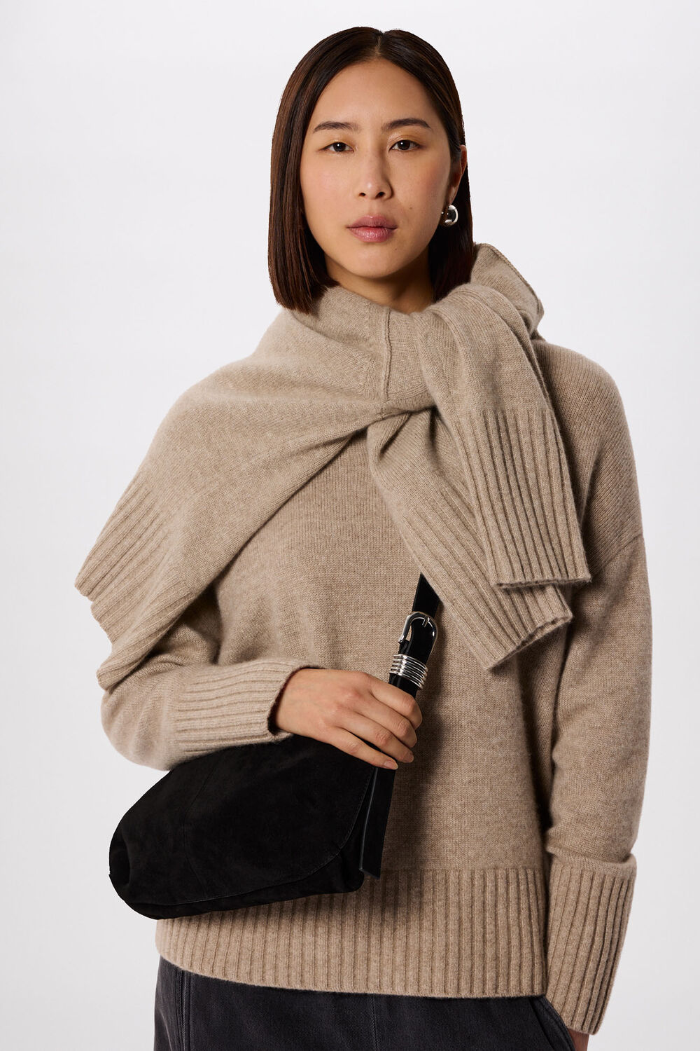 Black Ring Detail Suede Bag
