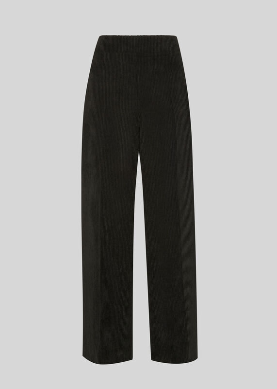 Black Cord Flat Front Trouser