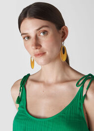 Stitched Circle Earring Yellow