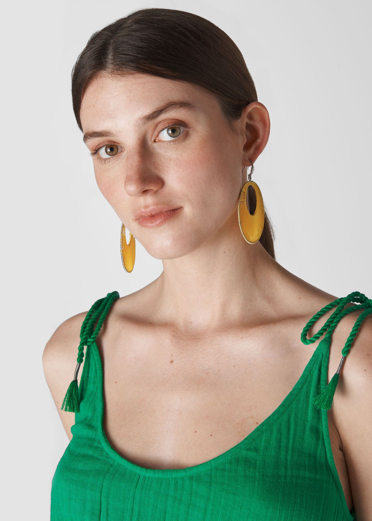 Stitched Circle Earring Yellow