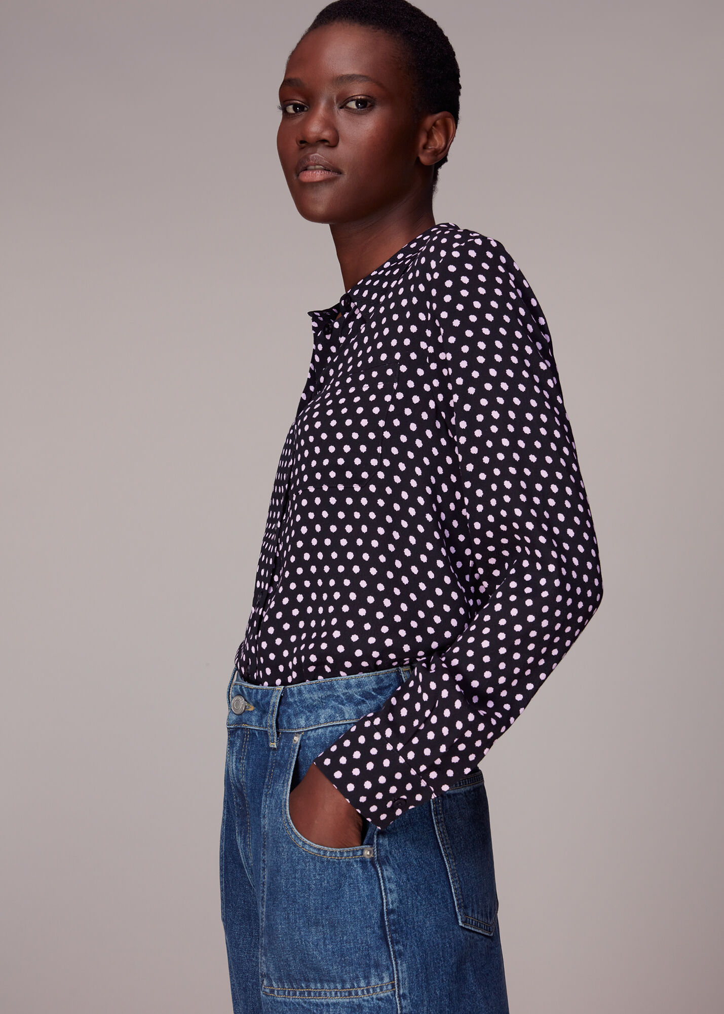Multi colored polka dot shirt sales
