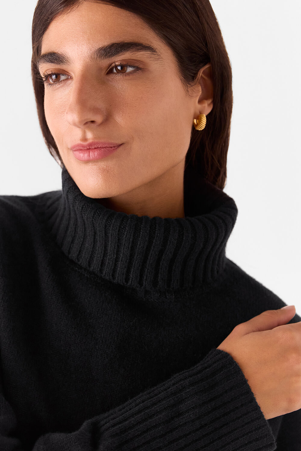 Wool Split Back Roll Neck
