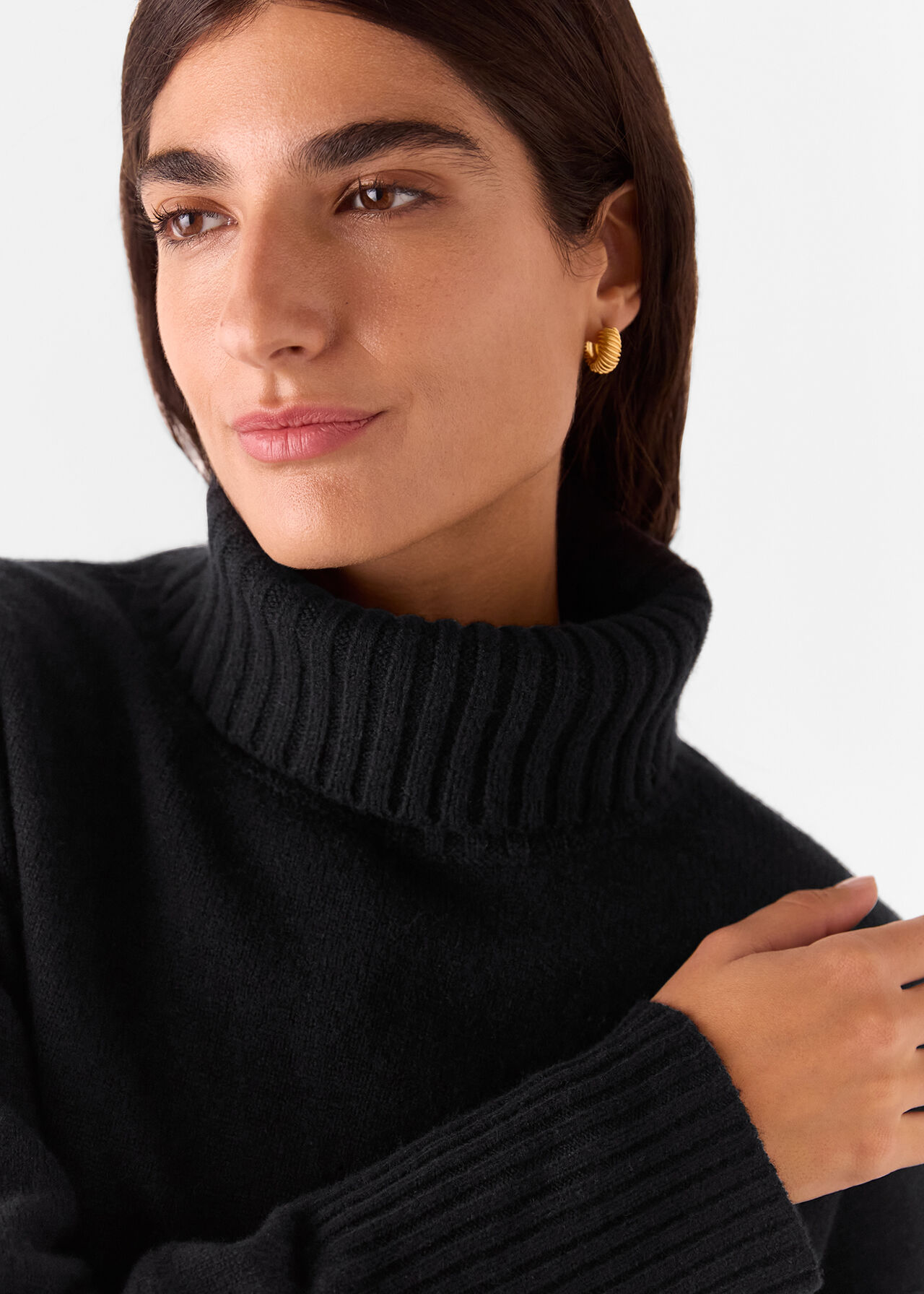 Wool Split Back Roll Neck