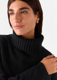 Wool Split Back Roll Neck