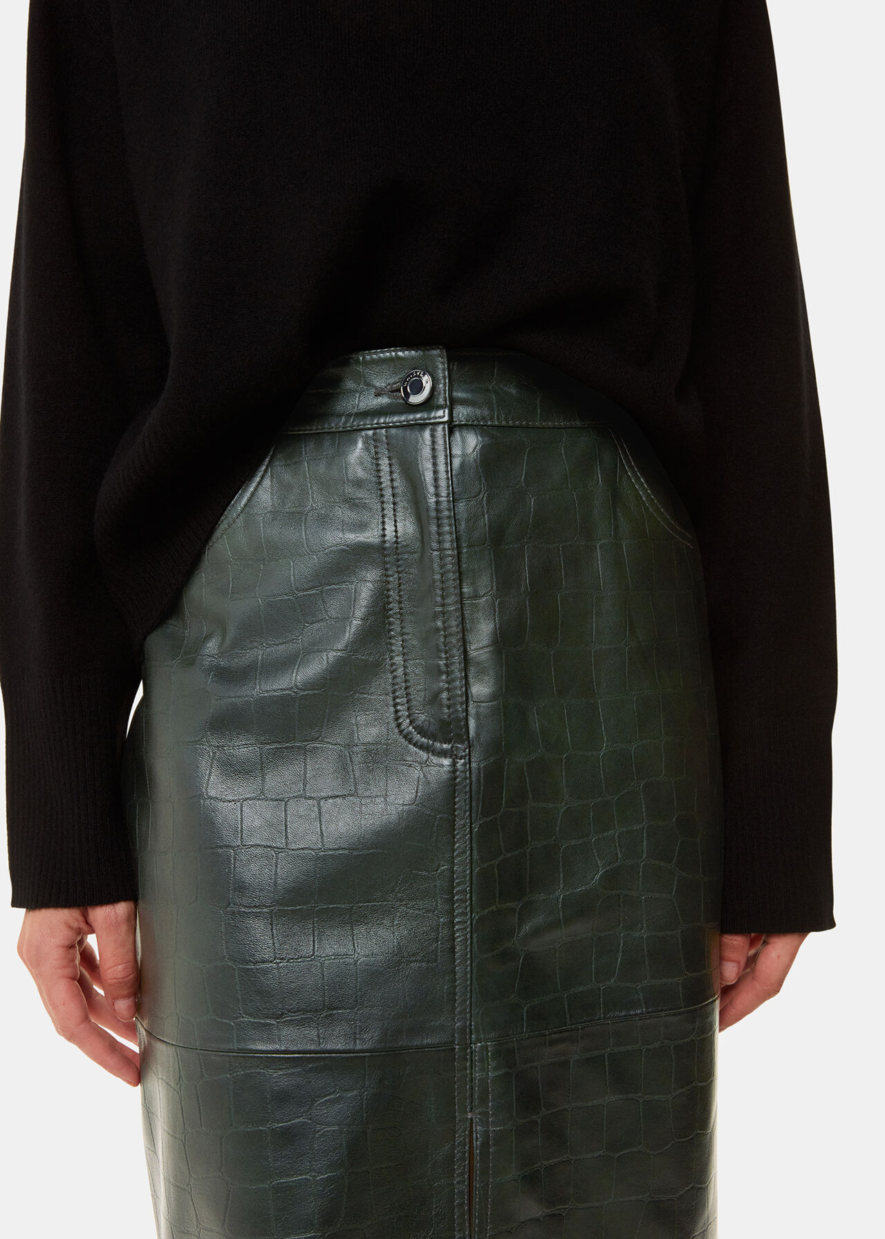 Delia Croc Leather Skirt