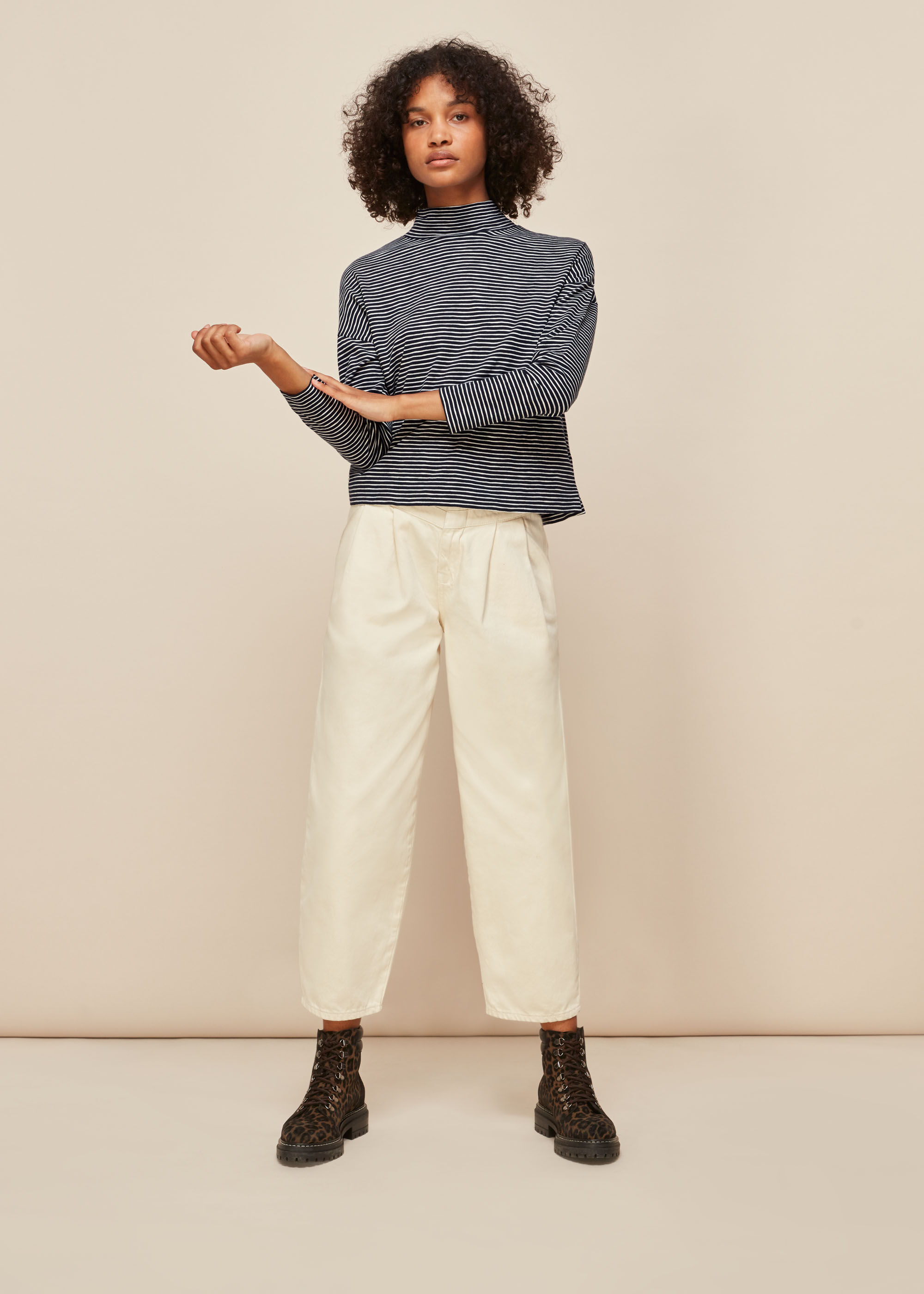 Multicolour Stripe High Neck Relaxed Top WHISTLES