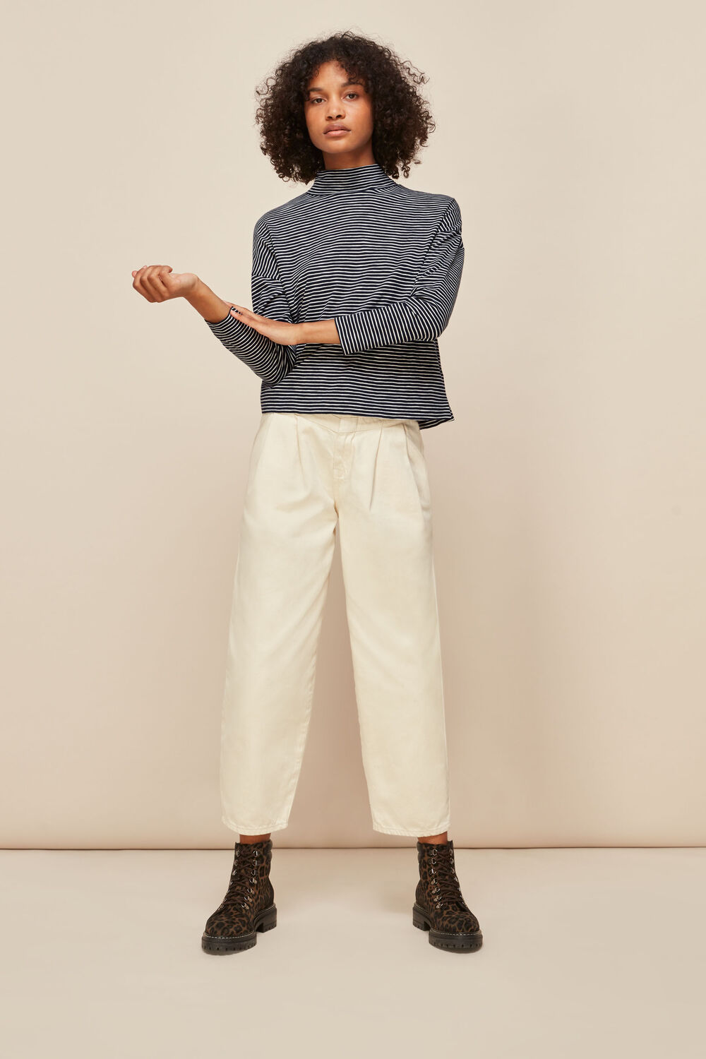 Stripe High Neck Relaxed Top